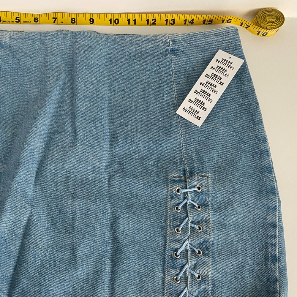 NWT Urban Outfitter UO BDG DENIM Rebeca Lace-Up Denim Skirt Light Blue Size M
